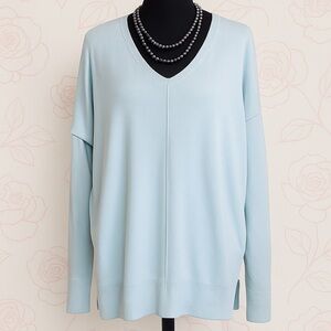 NWT Oversized Light Blue V-Neck Sweater | Cherry Cloth M